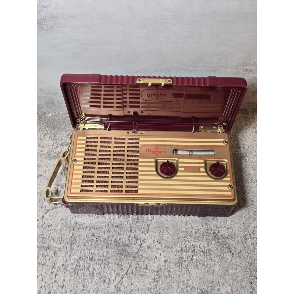 Vintage Olympic Portable Tube AM Radio, Model 449 Battery Powered 1950s Untested
